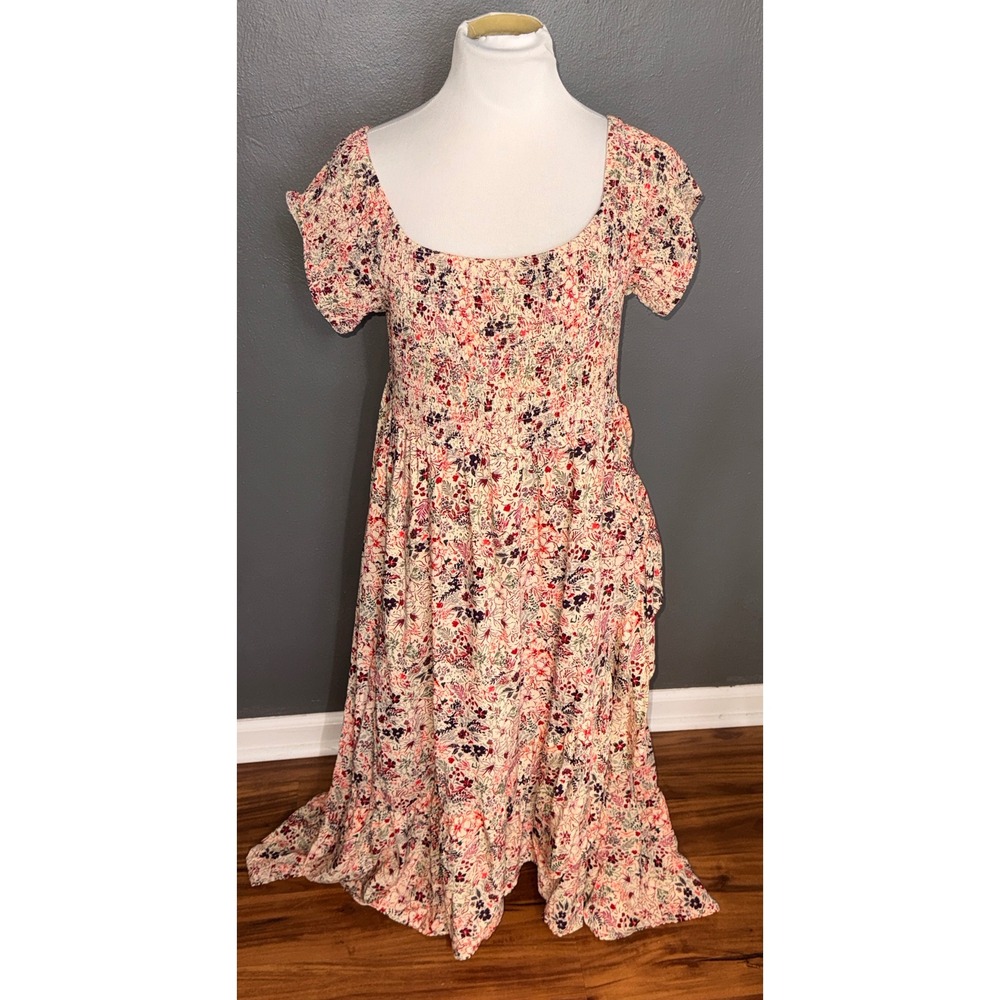 Torrid Women 2 Plus Size Floral Smocked High-Low Midi Dress Short Sleeve